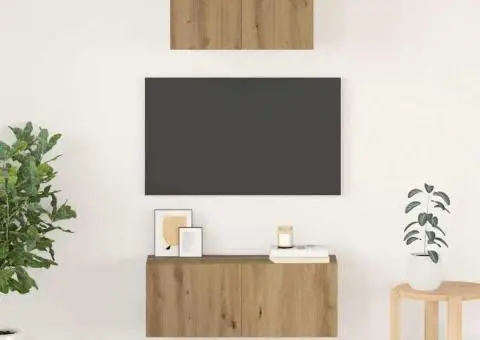 Set dulap TV cu raft Pe perete Altele 2 pcs stejar artizanal 80 x 30 x 30 cm - 1/5