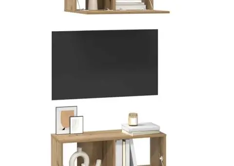 Set dulap TV cu raft Pe perete Altele 2 pcs stejar artizanal 80 x 30 x 30 cm - 3/5