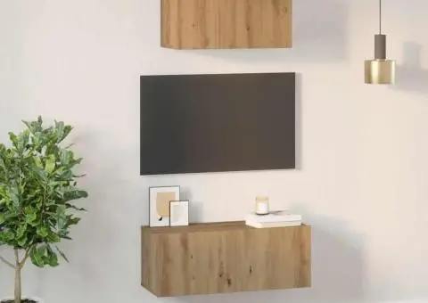 Set dulap TV cu raft Pe perete Altele 2 pcs stejar artizanal 80 x 30 x 30 cm - 4/5