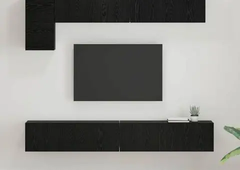 Set comodă TV cu raft cu depozitare cu ușă 5 pcs Stejar Negru - 1/5