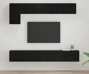 vidaXL Set comodă TV cu raft cu depozitare cu ușă 5 pcs Stejar Negru