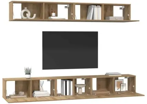 Set dulap TV 5 pcs stejar artizanal 80 x 30 x 30 cm Mediu - 3/5