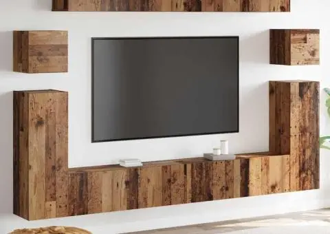 Set comodă TV cu raft 8 pcs Lemn vechi Mediu 30.5 x 30 x 30 cm - 1/5