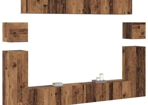 Set comodă TV cu raft 8 pcs Lemn vechi Mediu 30.5 x 30 x 30 cm - 3/5