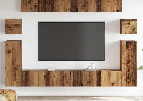 Set comodă TV cu raft 8 pcs Lemn vechi Mediu 30.5 x 30 x 30 cm - 4/5