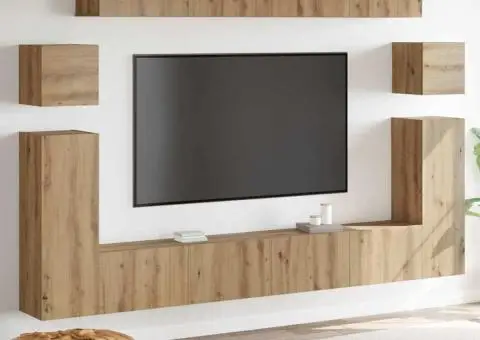 Set comodă TV 8 pcs Stejar artisanal Mediu Lemn compozit - 1/5