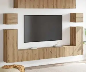 vidaXL Set comodă TV 8 pcs Stejar artisanal Mediu Lemn compozit
