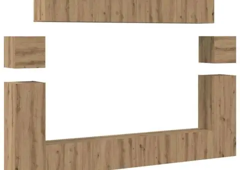 Set comodă TV 8 pcs Stejar artisanal Mediu Lemn compozit - 2/5