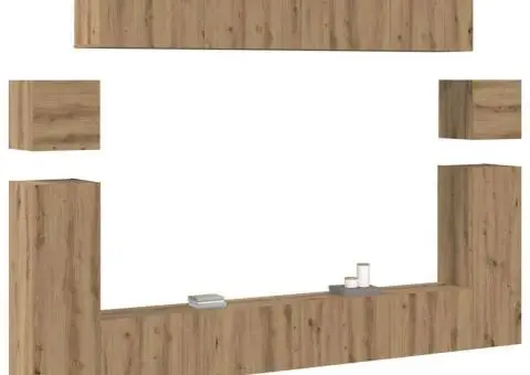 Set comodă TV 8 pcs Stejar artisanal Mediu Lemn compozit - 3/5