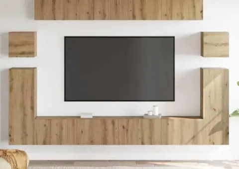 Set comodă TV 8 pcs Stejar artisanal Mediu Lemn compozit - 4/5