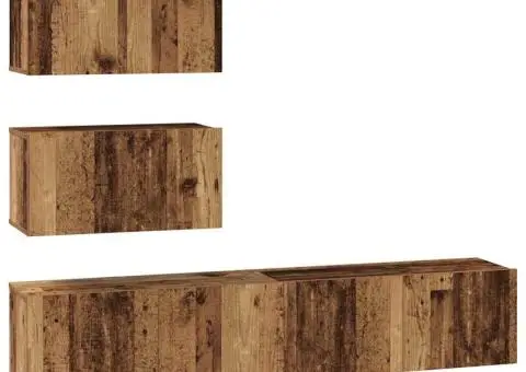 Set comodă TV Pe perete cu depozitare cu ușă 4 pcs Lemn vechi 80 x 30 x 30 cm - 2/5