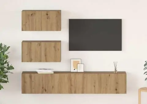 Set comodă TV Pe perete 4 pcs stejar artizanal 80 x 30 x 30 cm - 1/5
