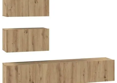 Set comodă TV Pe perete 4 pcs stejar artizanal 80 x 30 x 30 cm - 2/5