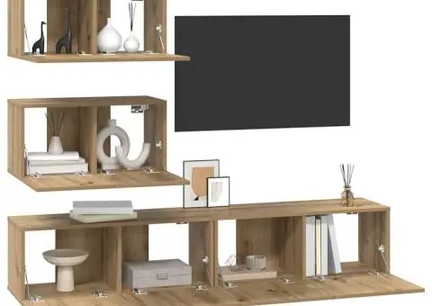 Set comodă TV Pe perete 4 pcs stejar artizanal 80 x 30 x 30 cm - 3/5