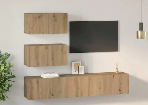 Set comodă TV Pe perete 4 pcs stejar artizanal 80 x 30 x 30 cm - 4/5