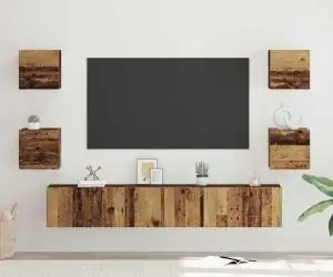 vidaXL Set comodă TV 7 pcs Lemn vechi 60 x 30 x 30 cm Lemn compozit