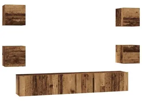 Set comodă TV 7 pcs Lemn vechi 60 x 30 x 30 cm Lemn compozit - 2/5