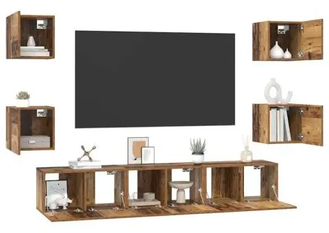 Set comodă TV 7 pcs Lemn vechi 60 x 30 x 30 cm Lemn compozit - 3/5