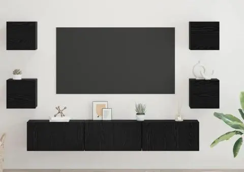 Set comodă TV Altele 7 pcs Stejar negru Mediu 180 x 30 x 30 cm - 1/5