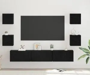 vidaXL Set comodă TV Altele 7 pcs Stejar negru Mediu 180 x 30 x 30 cm