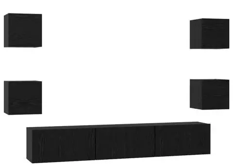 Set comodă TV Altele 7 pcs Stejar negru Mediu 180 x 30 x 30 cm - 2/5