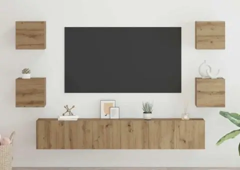 Set comodă TV Pe perete Altele 7 pcs stejar artizanal 60 x 30 x 30 cm - 1/5
