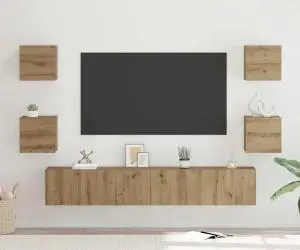vidaXL Set comodă TV Pe perete Altele 7 pcs stejar artizanal 60 x 30 x 30 cm