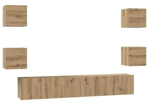 Set comodă TV Pe perete Altele 7 pcs stejar artizanal 60 x 30 x 30 cm - 2/5