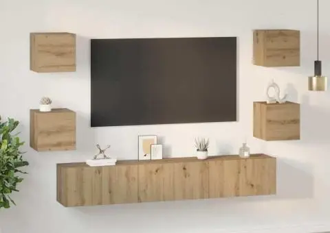 Set comodă TV Pe perete Altele 7 pcs stejar artizanal 60 x 30 x 30 cm - 4/5