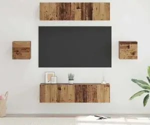 vidaXL Set comodă TV 6 pcs Lemn vechi Mediu 30.5 x 30 x 30 cm