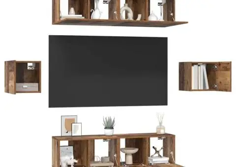 Set comodă TV 6 pcs Lemn vechi Mediu 30.5 x 30 x 30 cm - 3/5