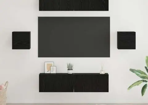 Set comodă TV 6 pcs Stejar negru 60 x 30 x 30 cm Lemn compozit - 1/5