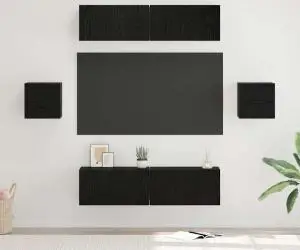 vidaXL Set comodă TV 6 pcs Stejar negru 60 x 30 x 30 cm Lemn compozit