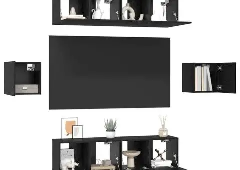 Set comodă TV 6 pcs Stejar negru 60 x 30 x 30 cm Lemn compozit - 3/5