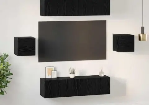 Set comodă TV 6 pcs Stejar negru 60 x 30 x 30 cm Lemn compozit - 4/5