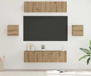 vidaXL Set comodă TV 6 pcs stejar artizanal Mediu 30.5 x 30 x 30 cm