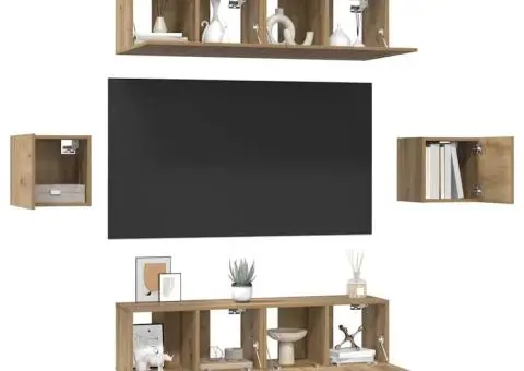 Set comodă TV 6 pcs stejar artizanal Mediu 30.5 x 30 x 30 cm - 3/5