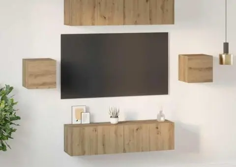 Set comodă TV 6 pcs stejar artizanal Mediu 30.5 x 30 x 30 cm - 4/5