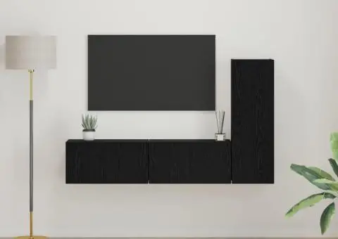 Set dulapuri TV 3 pcs Stejar negru mic 30.5 x 30 x 90 cm - 1/5