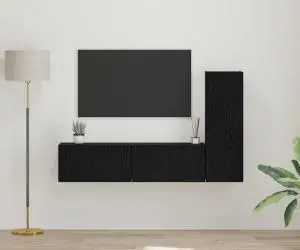 vidaXL Set dulapuri TV 3 pcs Stejar negru mic 30.5 x 30 x 90 cm