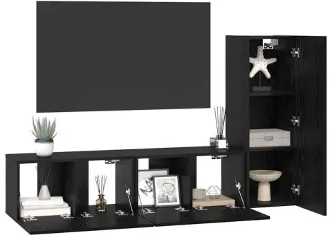 Set dulapuri TV 3 pcs Stejar negru mic 30.5 x 30 x 90 cm - 3/5