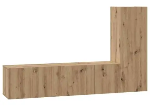 Set comodă TV cu raft 3 pcs stejar artizanal 150.5 x 30 x 90 cm - 2/5