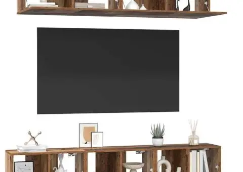 Set dulap TV 5 pcs Lemn vechi Standard Mediu Lemn compozit - 3/5