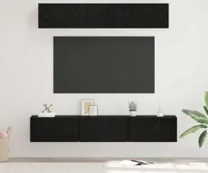 vidaXL Set comodă TV 5 pcs Stejar Negru Mediu 80 x 30 x 30.5 cm