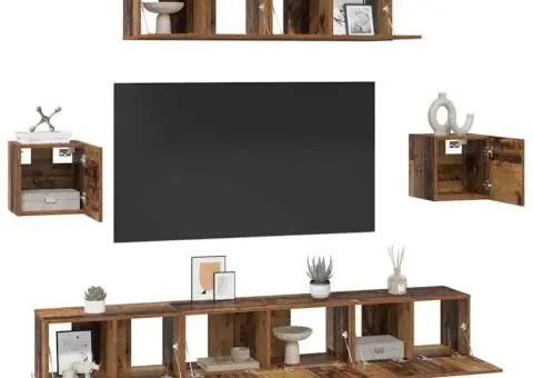 Set comodă TV 7 pcs Lemn vechi 80 x 30 x 30 cm Lemn compozit - 3/5