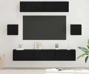 vidaXL Set comodă TV 7 pcs Stejar negru 80 x 30 x 30 cm Lemn compozit