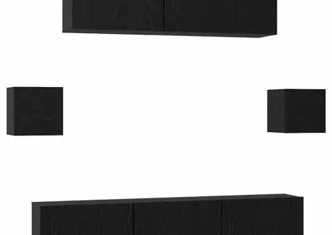 Set comodă TV 7 pcs Stejar negru 80 x 30 x 30 cm Lemn compozit - 2/5