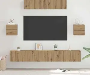 vidaXL Set comodă TV Pe perete Altele 7 pcs stejar artizanal 80 x 30 x 30 cm