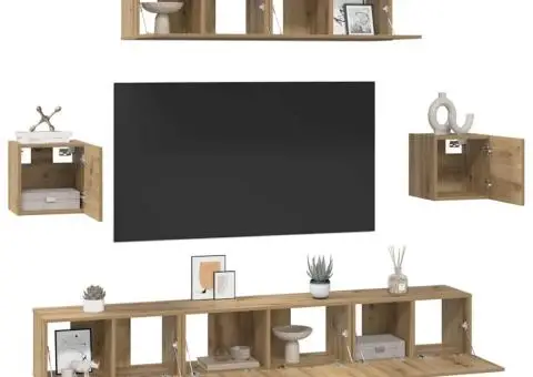 Set comodă TV Pe perete Altele 7 pcs stejar artizanal 80 x 30 x 30 cm - 3/5