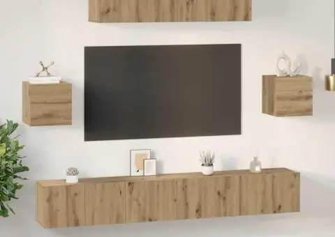 Set comodă TV Pe perete Altele 7 pcs stejar artizanal 80 x 30 x 30 cm - 4/5